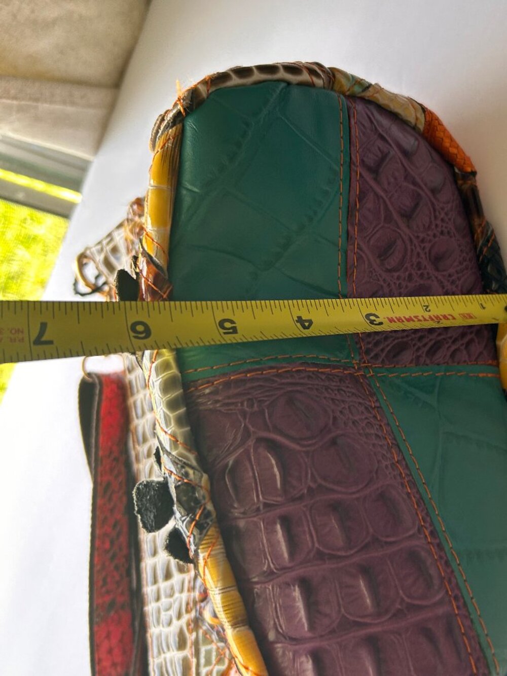 Boho Patchwork Floral Embossed Crossbody Bag | 3D Appliqué Flowers w/Rhinestone - Picture 14 of 15